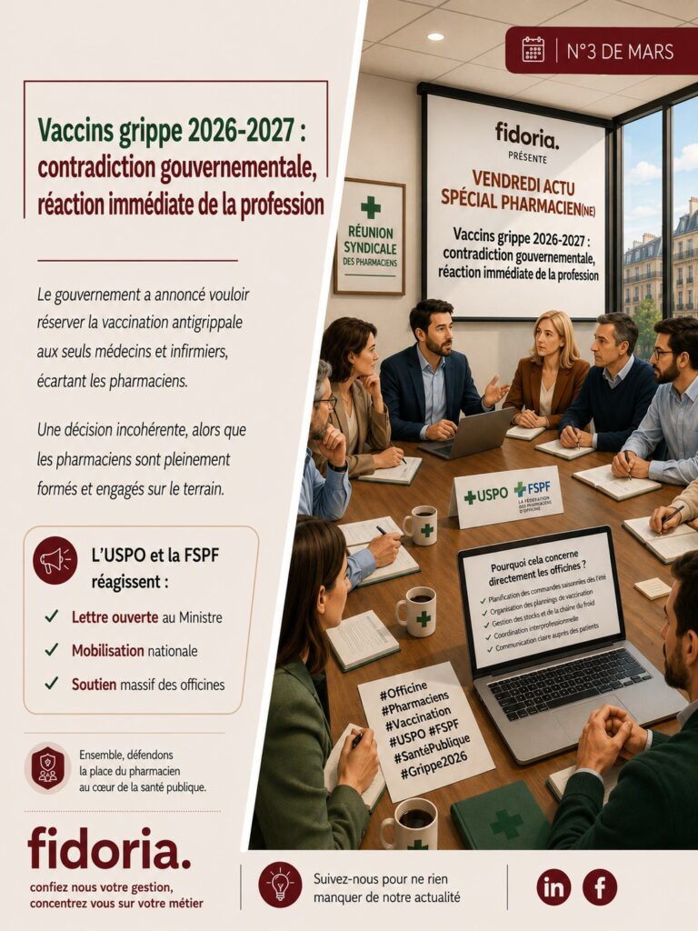 En mars 2026, pharmaciens et syndicats alertent sur la contradiction gouvernementale autour du stockage des vaccins grippe. Enjeu majeur pour les officines.