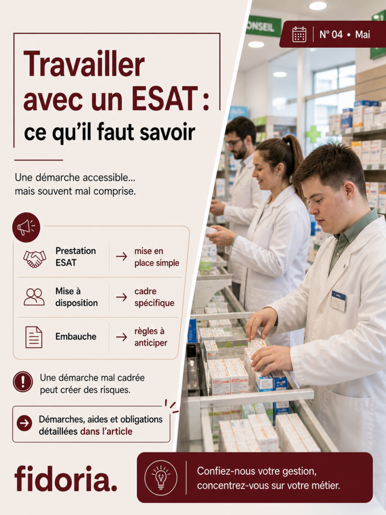 Entreprise de proximité travaillant avec un ESAT pour des tâches administratives et organisationnelles, démarche inclusive et accompagnement des travailleurs en situation de handicap dans un environnement professionnel adapté.