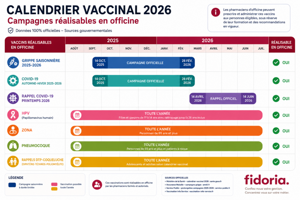 calendrier vaccinal 2026 campagne réalisable en officine source gouvernementale