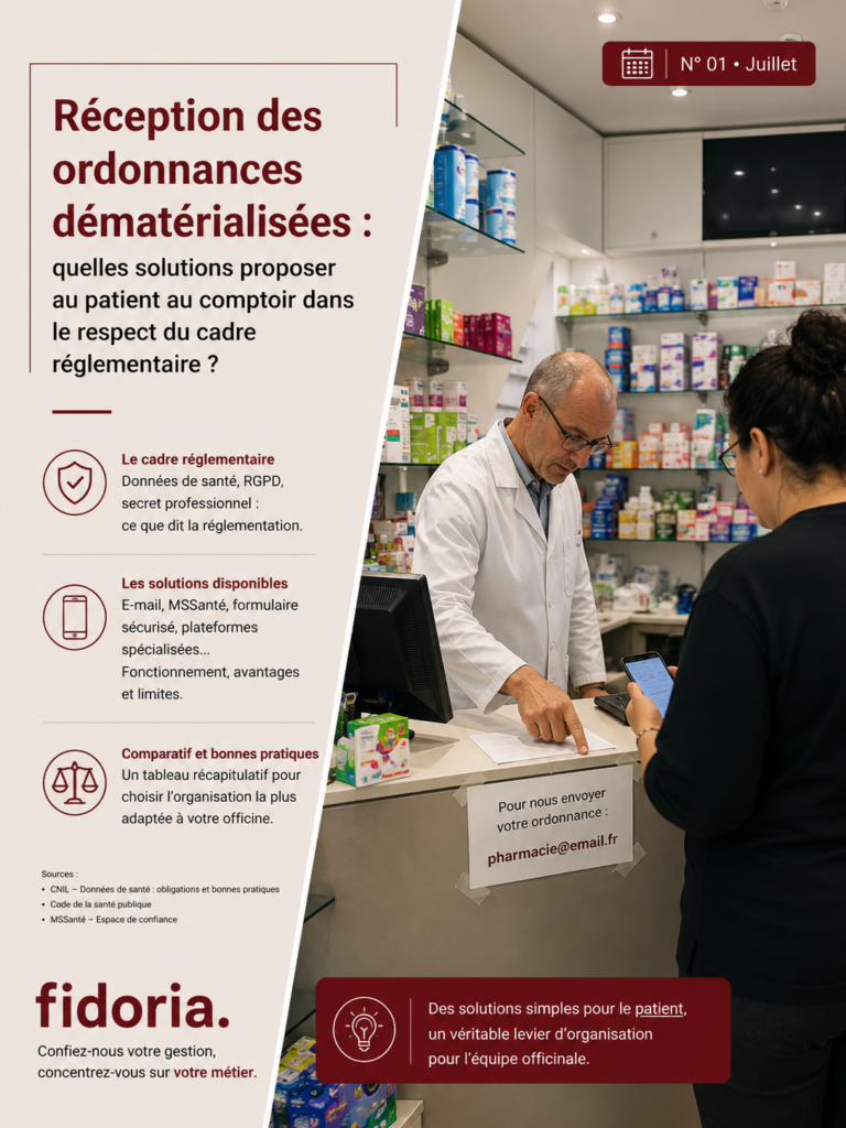 Découvrez les solutions pour recevoir une ordonnance dématérialisée en pharmacie : e-mail, messagerie sécurisée, MSSanté, formulaire sécurisé, HDS, RGPD et comparatif complet.