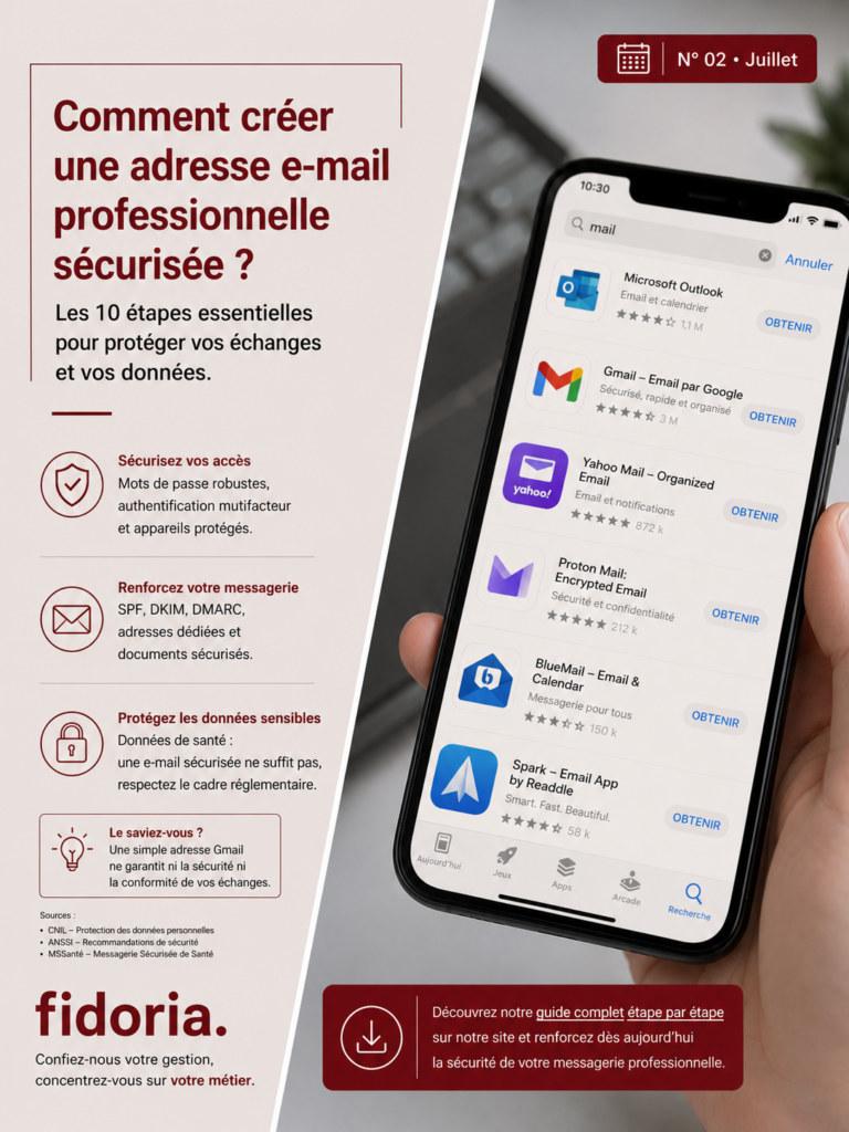 Découvrez comment créer une adresse e-mail professionnelle sécurisée étape par étape : nom de domaine, authentification multifacteur, SPF, DKIM, DMARC, RGPD et bonnes pratiques pour protéger votre entreprise.